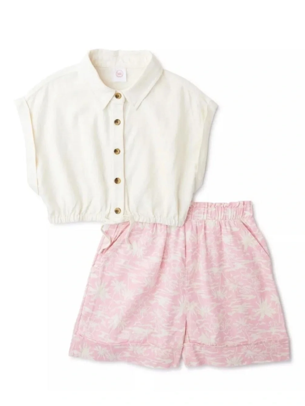 Wonder Nation Girls Linen Blend Short &top Set 2 Pieces Size 7/8